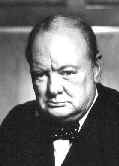Sir Winston Spencer Churchill (1874-1965), the British stateman who led Europe to victory in WWII.   "I would say to the House, as I said to those who joined this Government, I have nothing to offer but blood, toil, tears and sweat".  A writer and painter in his final years, Churchill was awarded the Nobel Prize in Literature 1953.  Detail of a photo by Yousuf Karsh .